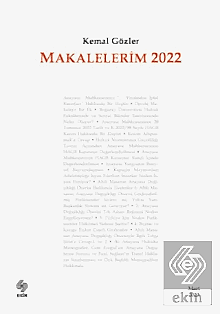 Makalelerim 2022 / Kemal Gözler Kemal Gözler Ekin Yayınevi - Kampanya 