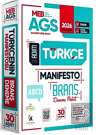2026 MEB-AGS Türkçe 3 Adım Manifesto Branş Deneme Paketi 30lu Dijital 